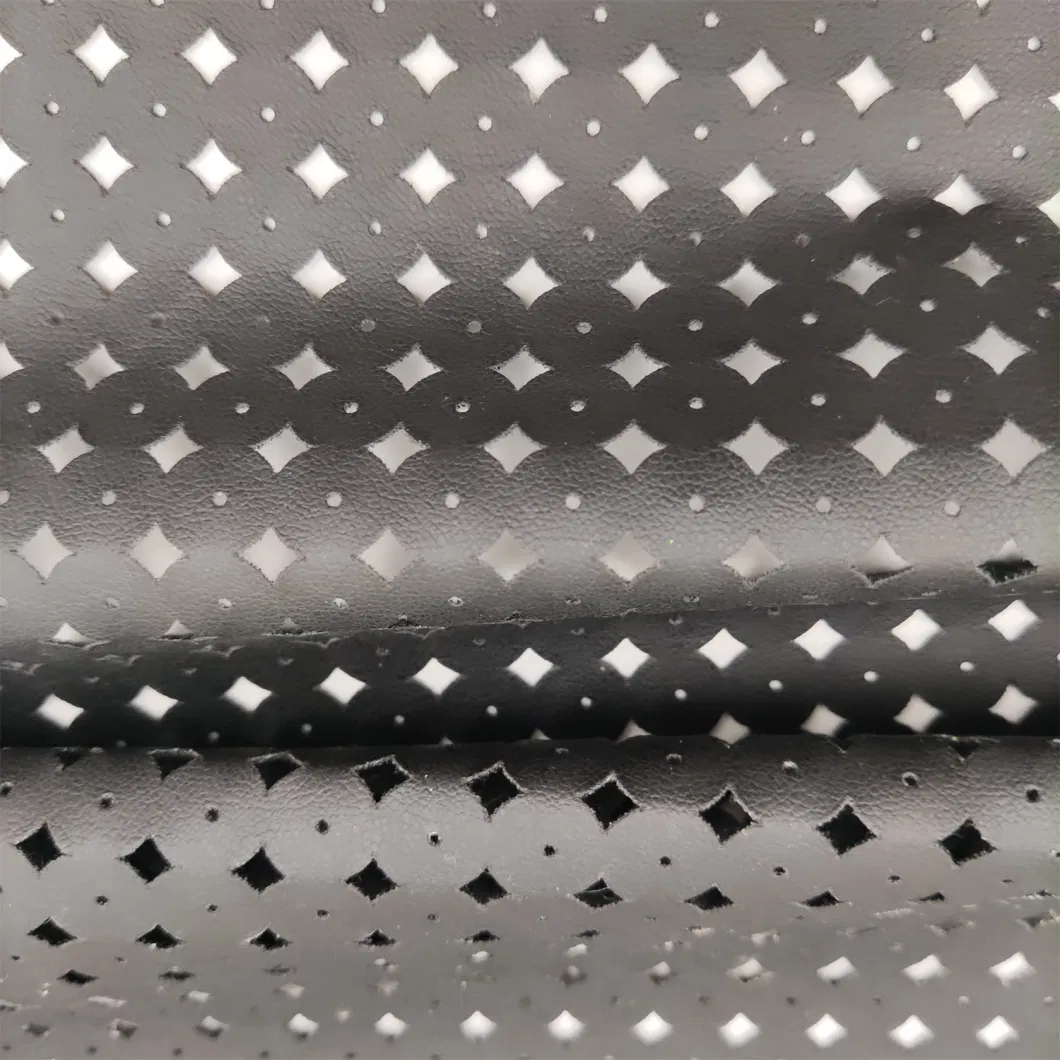 Colors Perforated PU PVC Leather with Punched Laser Cutting for Garment Fabric