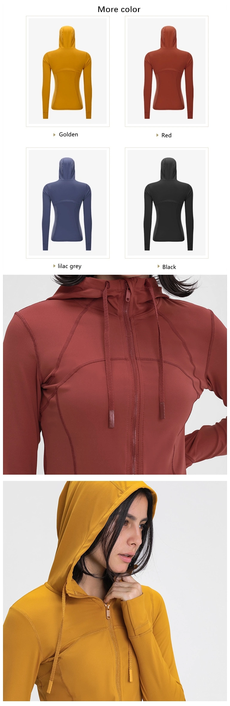 Xsunwing Wholesale Sweat Suits High Quality Women′ S Sport Jackets Lulu Yoga Wear Igh Elastic Slim Fit Coat Activewear Workout Womens Clothing
