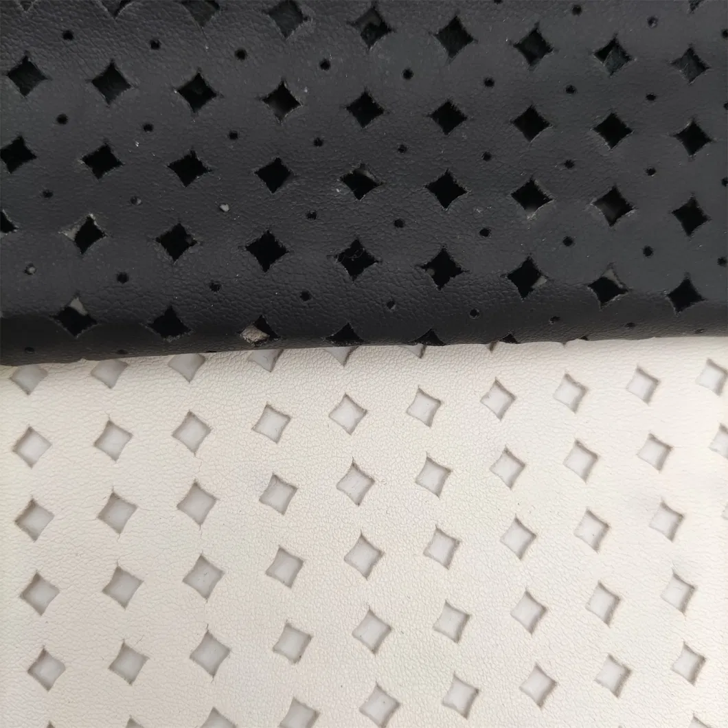 Colors Perforated PU PVC Leather with Punched Laser Cutting for Garment Fabric