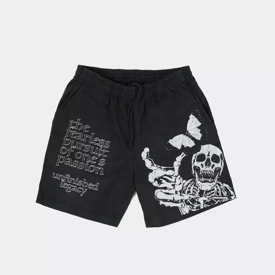 Custom Summer Plus Size Fitness Mens Cotton Printing Skull Pattern Bermuda Street Wear Shorts for Men