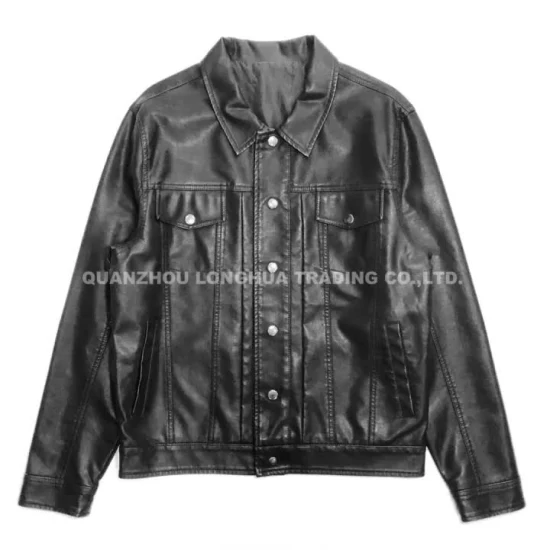 男性ジャケット少年レザージャケット冬コート黒 PU アパレルファッション服パーカー服